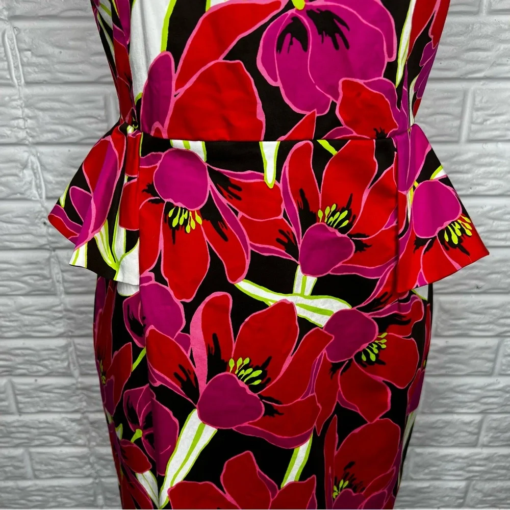 KATE SPADE NEW YORK NWOT Floral Snap Dragon Sheath Peplum Dress Size 8
